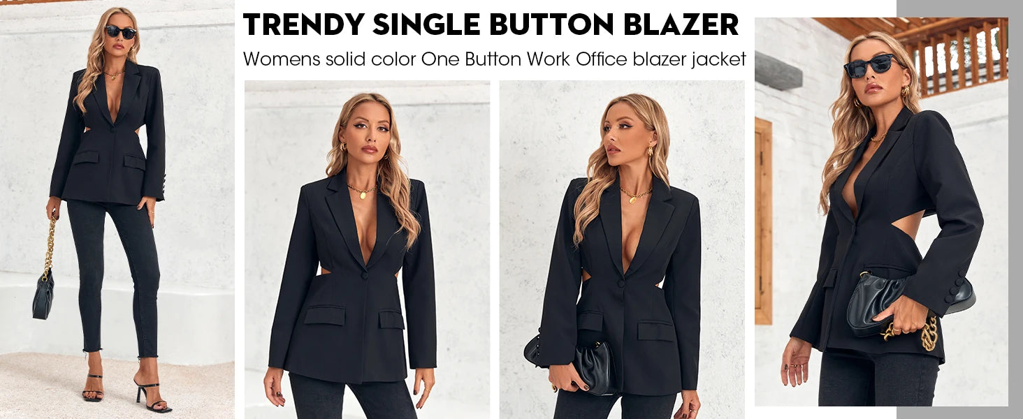 Women Elegant Blazer Sexy Cut Out Blazer Jackets IN USA.