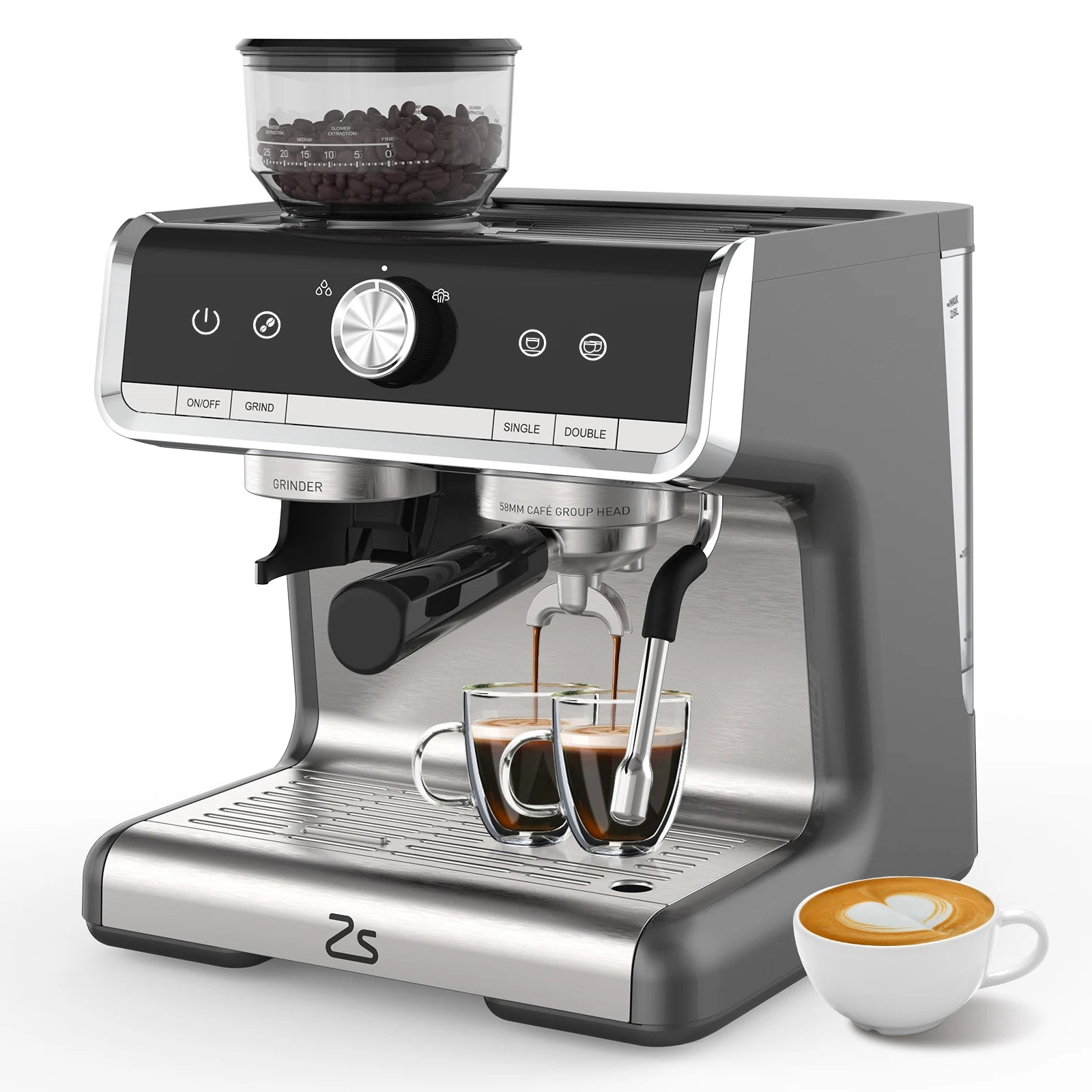 Espresso Coffee Machine, Bar Semi-Automatic,Grinder, IN USA.