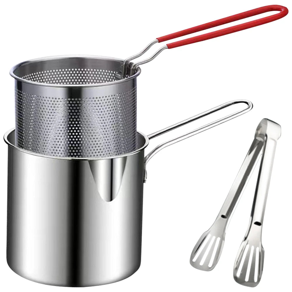 Deep Frying Pot with Strainer & Food Tongs Stainless in USA.