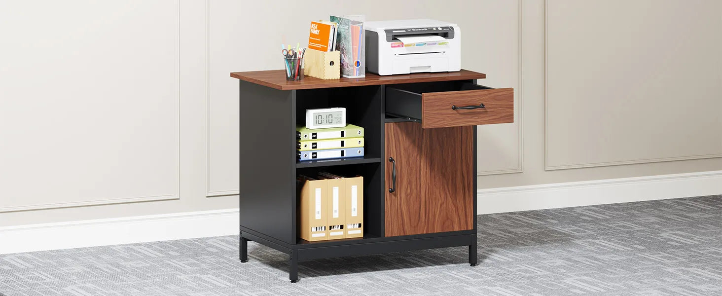 Executive Desk with 31" File Cabinet, L-Shaped Office Desk IN USA.