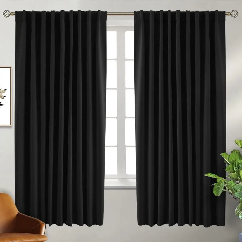 Navy Blue Elegant Blackout Curtains Rod Pocket in USA