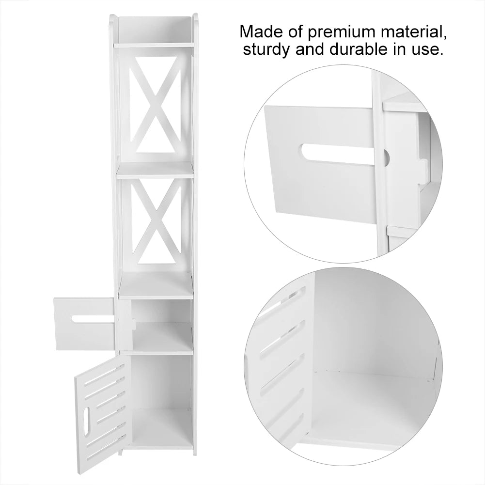 White Wooden Bathroom Cabinet Shelf Cupboard Bathroom Storage