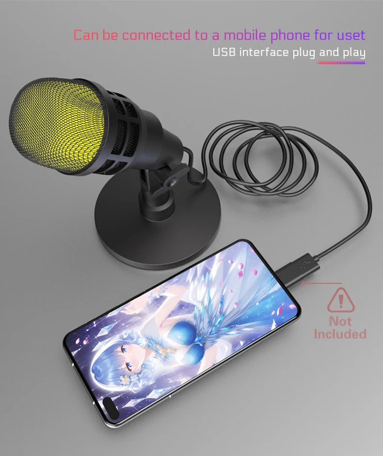 USB Condenser Microphone With RGB, Microphone For Podcasting in USA.