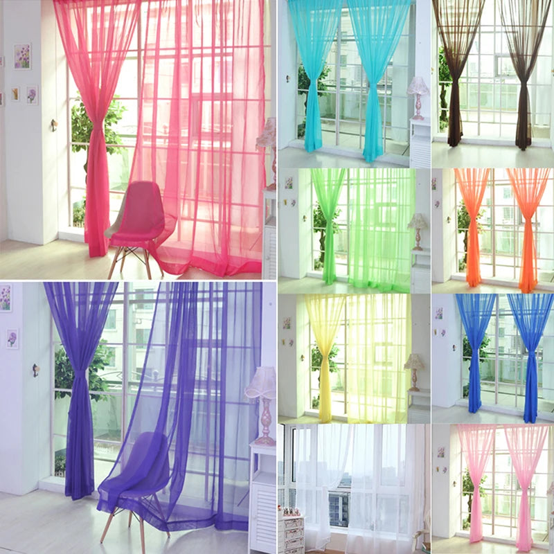 Tulle Curtains The Kitchen Living Room Solid Sheer Curtains in USA.