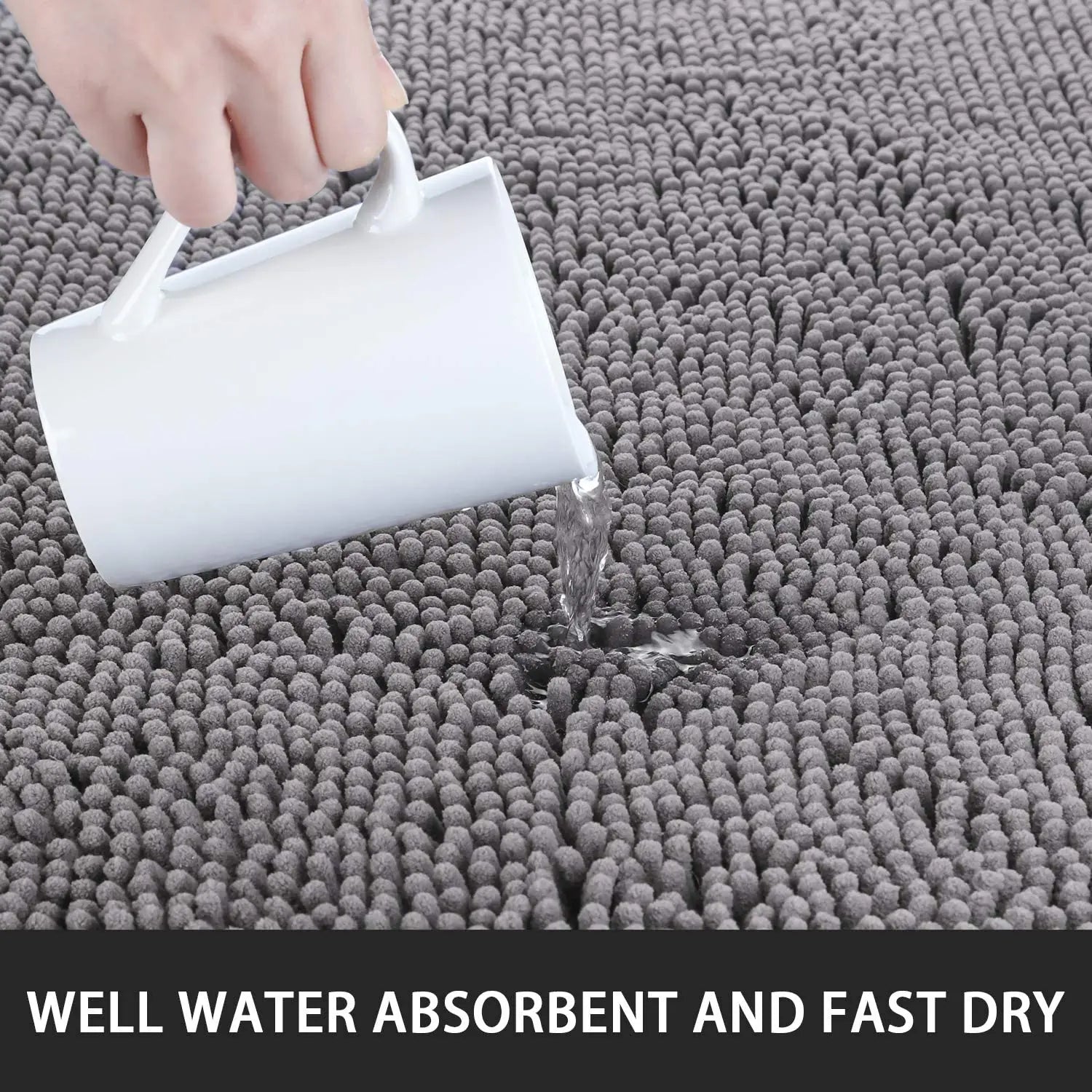 Non-slip super absorbent Bath mat Soft pile Foot mat Bathroom