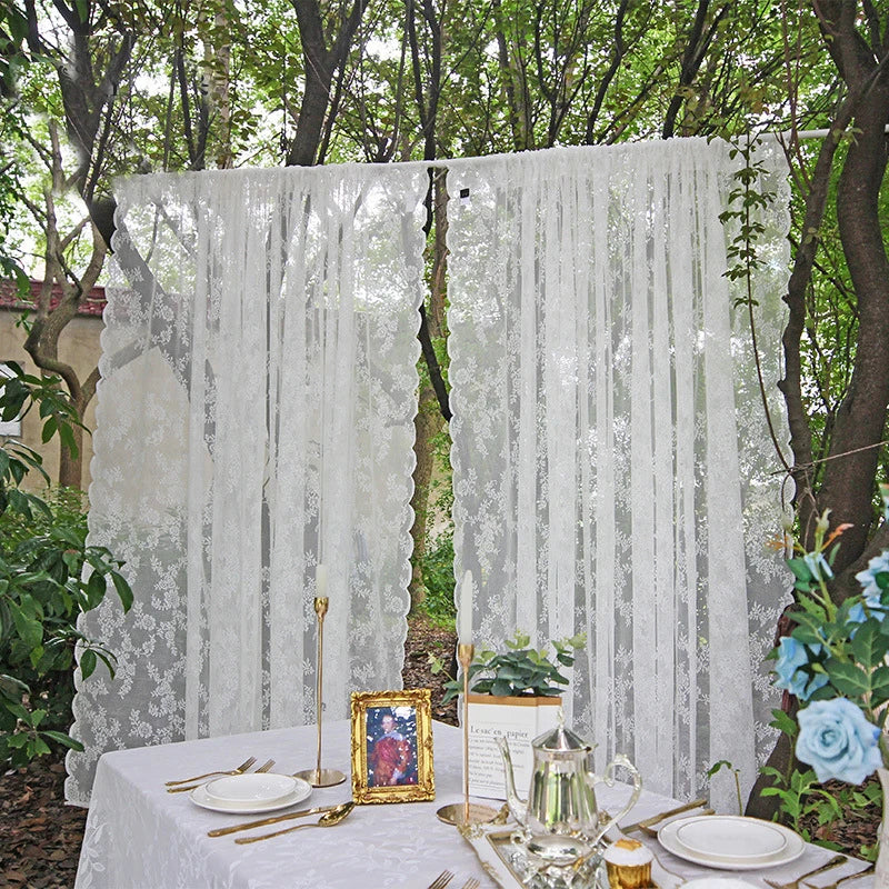 Pastoral White Tulle Sheer Window Curtains Voile Organza in USA.