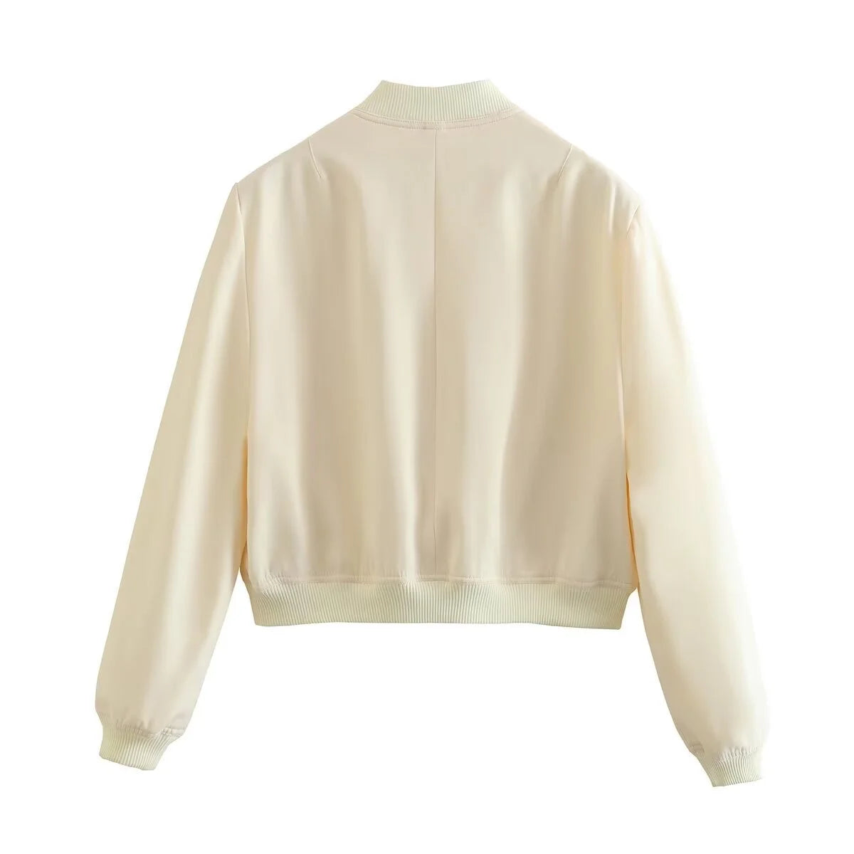 Woman Bomber Jacket Coat White Autumn Winter in USA