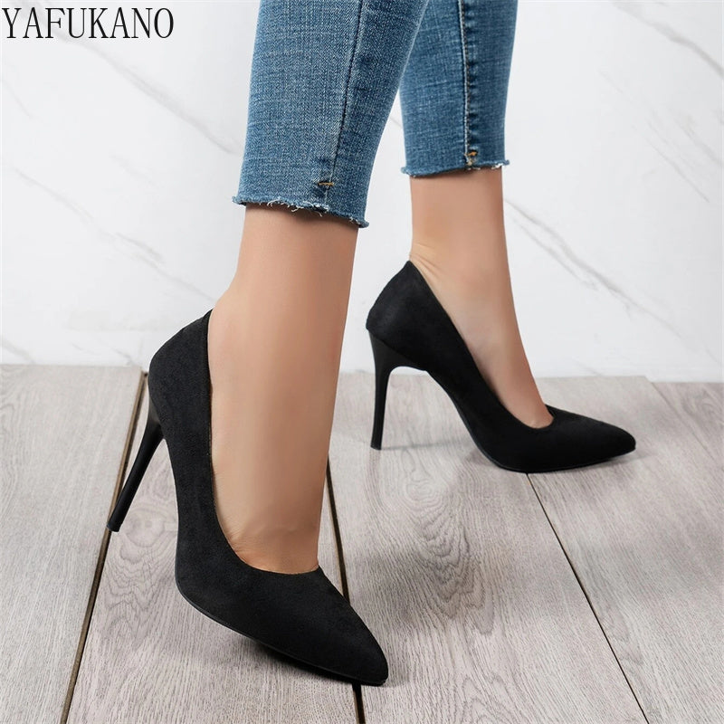 Suede Stiletto Heeled Point Toe Court Pumps Sexy Elegant Career Work S