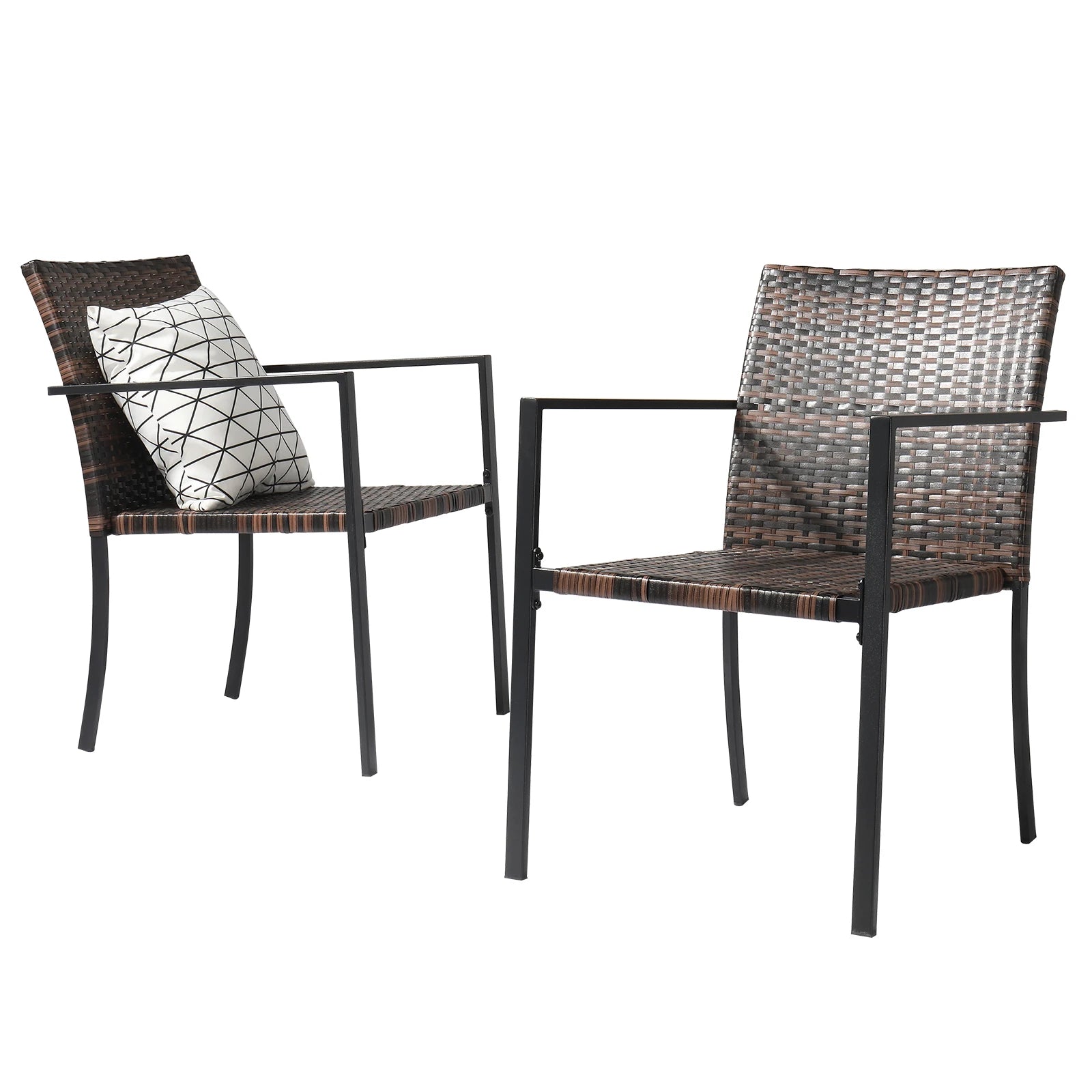 Brown Set Stackable Outdoor Wicker Patio Dining Chairs in USA.