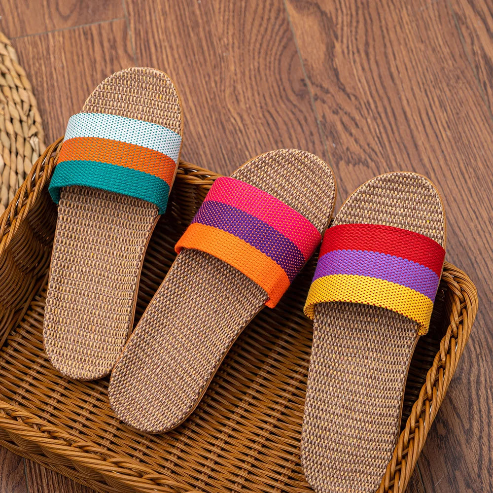 Summer Linen Women'S Slippers Flat Sandals Home in USA