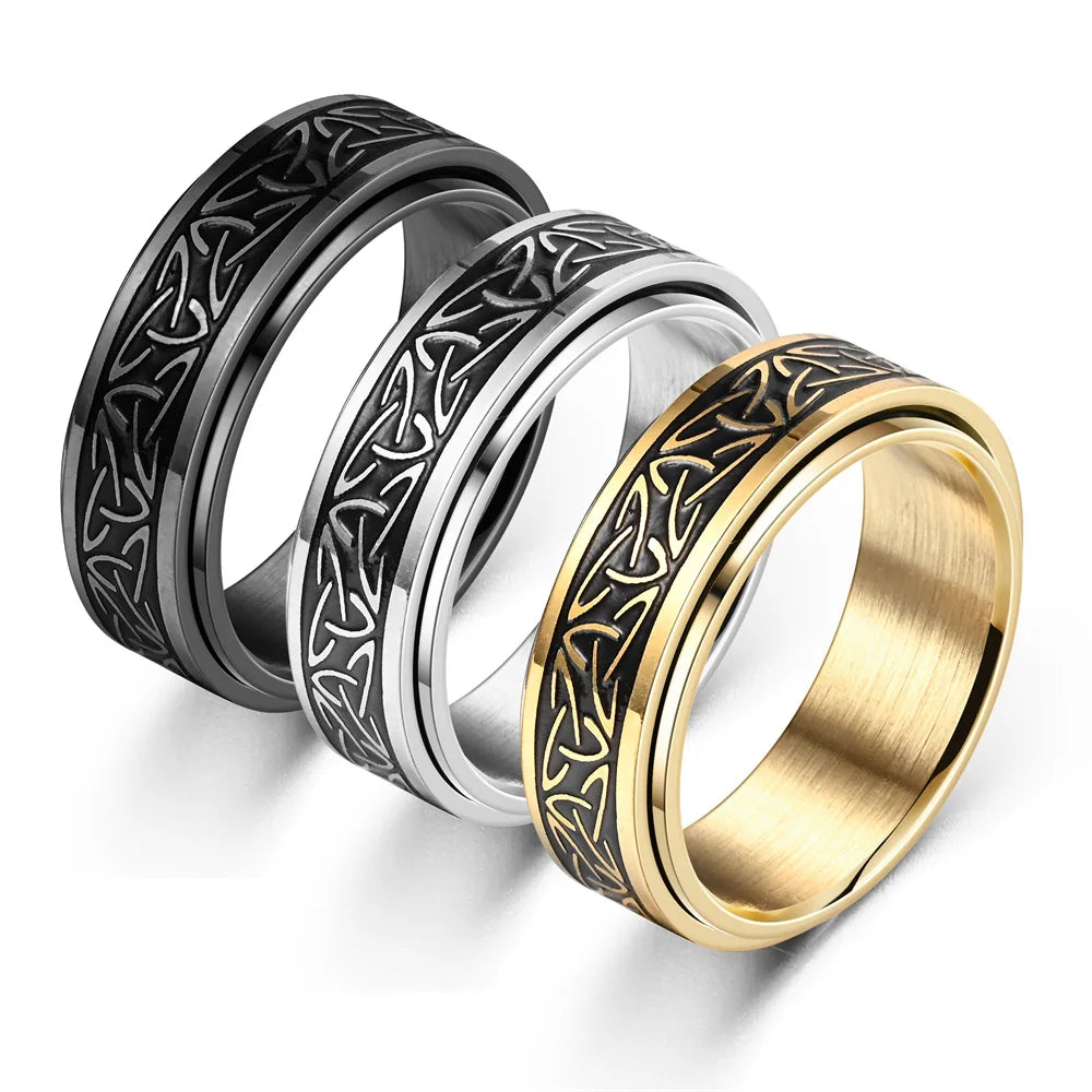 Viking Celtic Knot Rune Rotating Anxiety Joint Ring Men in USA