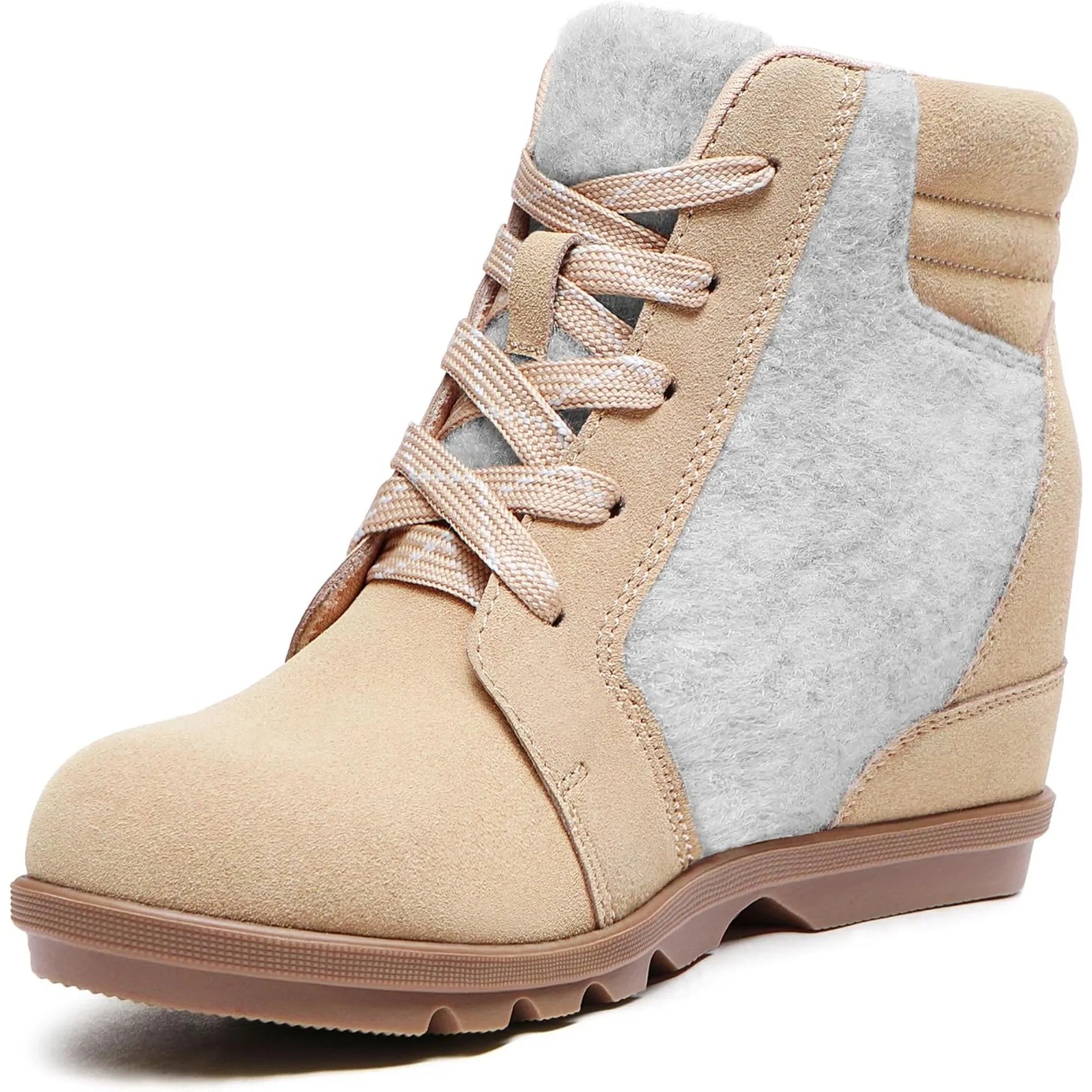 Women’s Lace Up Wedge Ankle Boots Comfortable Suede Hidden Wedge Booti