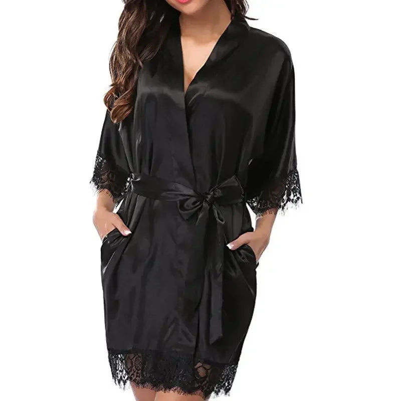 Women's Underwear Glossy Robe Pajamas Ice Silk in USA