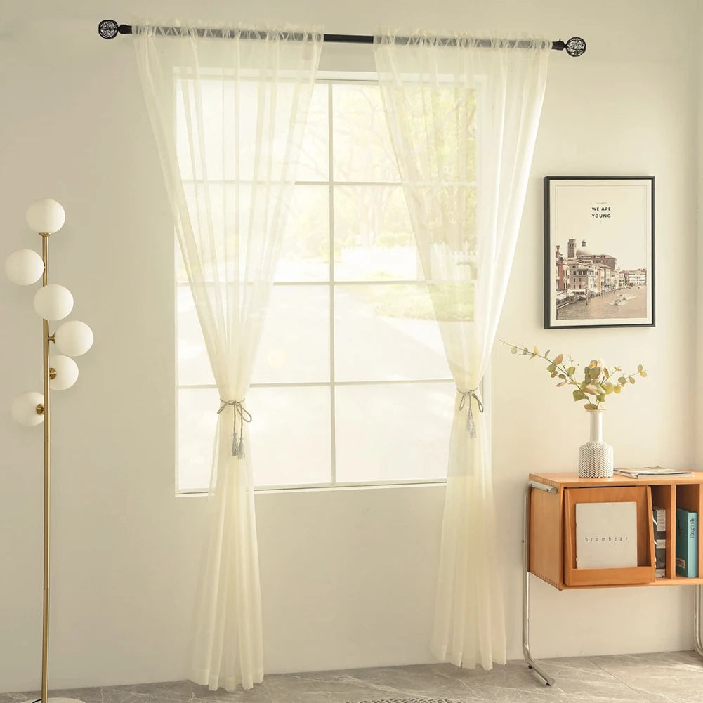 Shading Solid White Sheer Curtains Living Room Decoration in USA