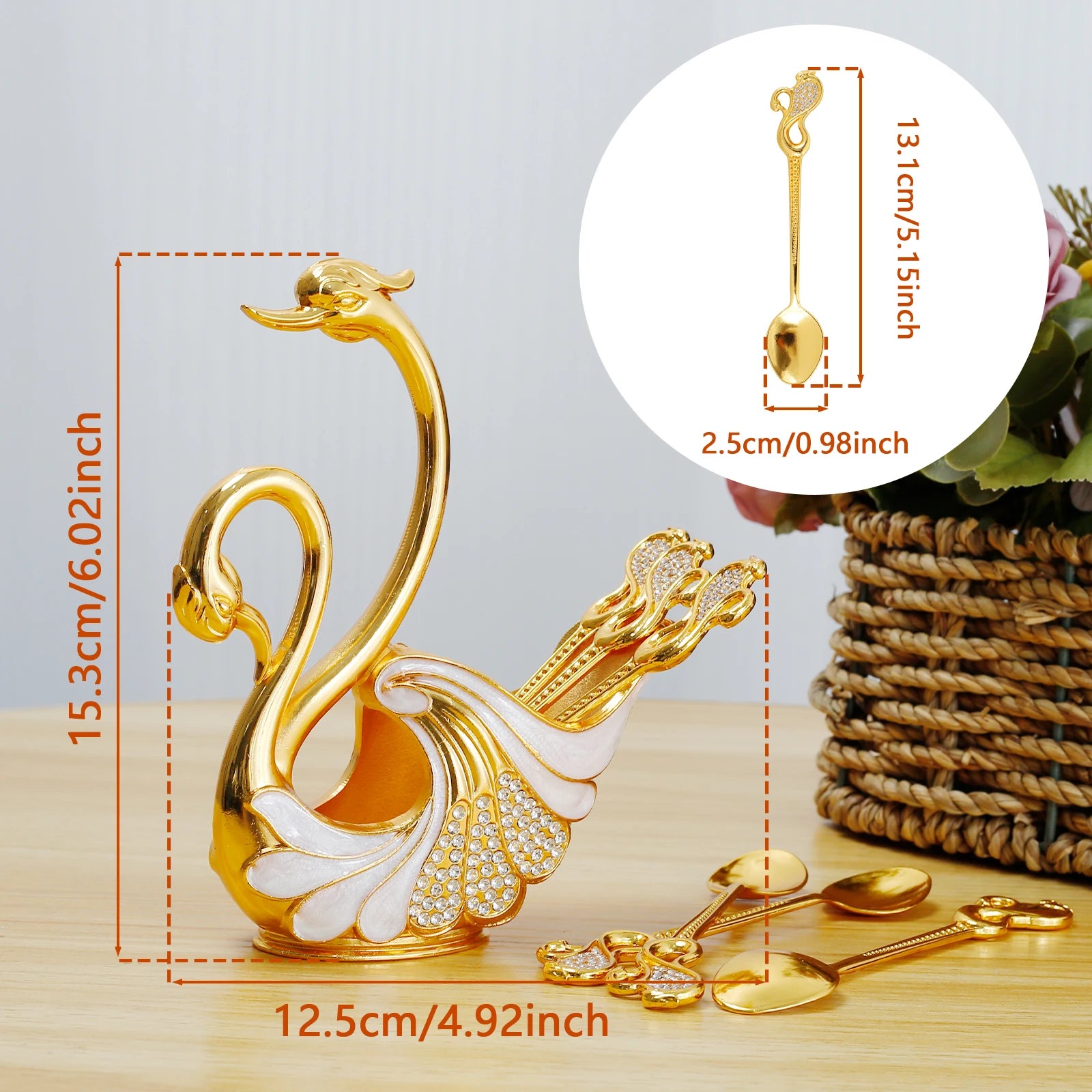 Spoon Set Elegant Coffee Spoon Zinc Alloy Swan Base in USA