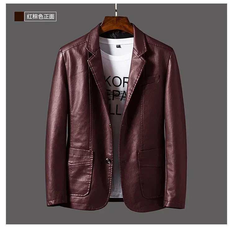 Spring Autumn Biker Leather Men's Jacket Leather IN USA.