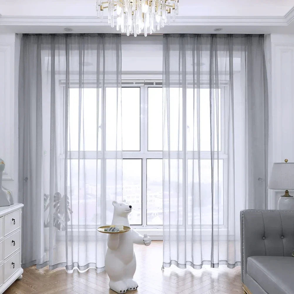 Shading Solid White Sheer Curtains Living Room Decoration in USA