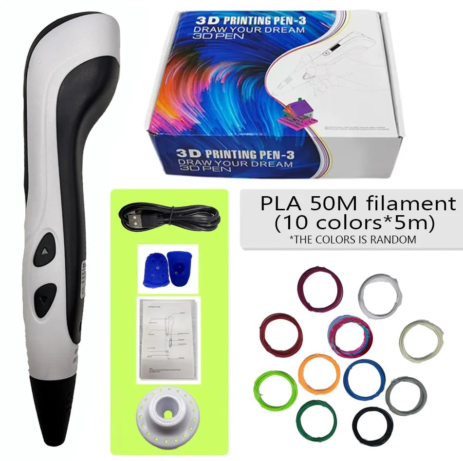 Printing Pen Set Kids Power Supply Pla Filament Travel Case in USA