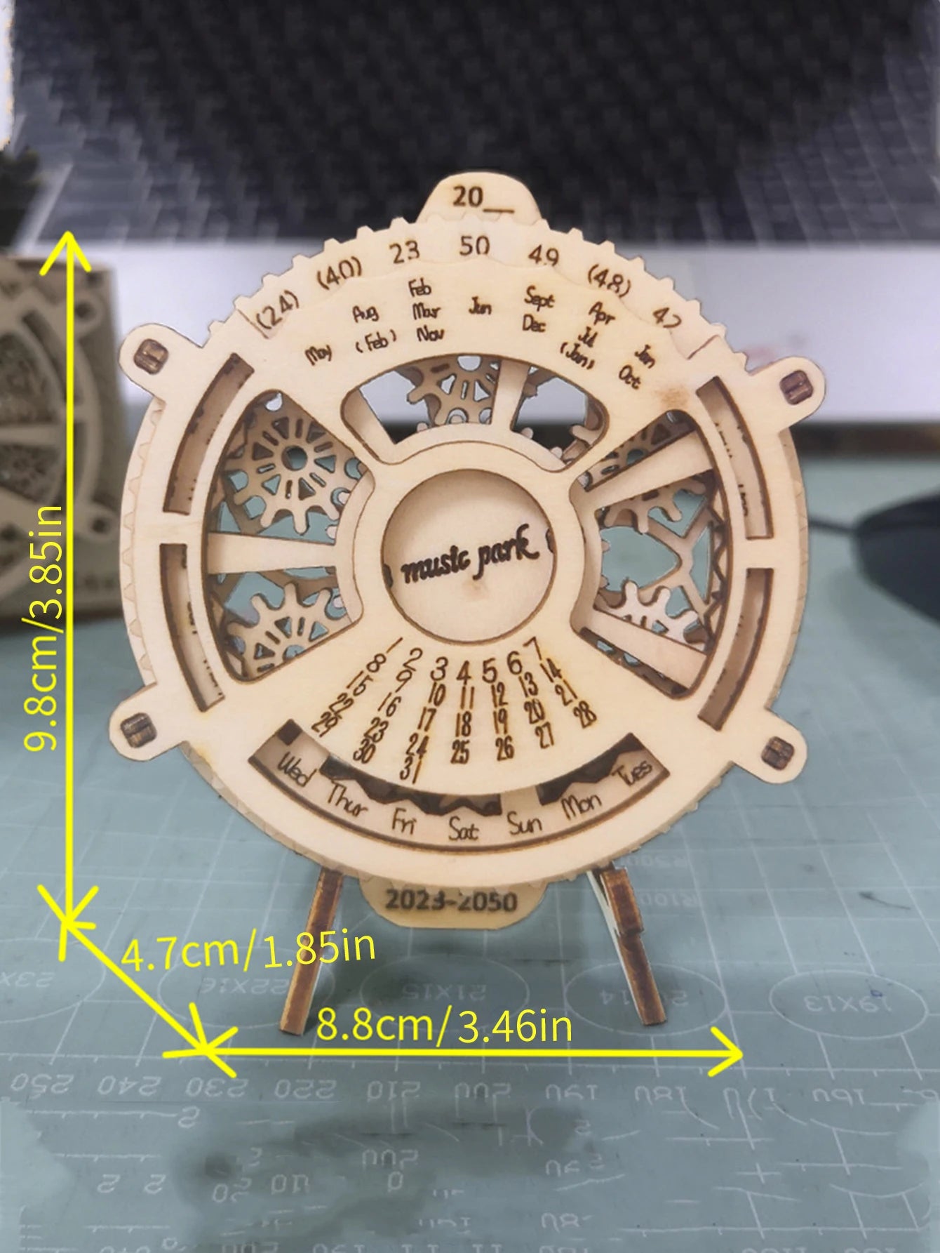 Wooden Puzzle Perpetual Calendar Mechanical Gears Toy in USA