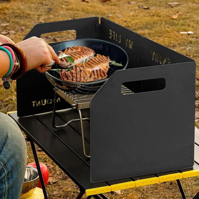 Four-Fold Gas Stove Wind Shield Outdoor Picnic Cooking IN USA.