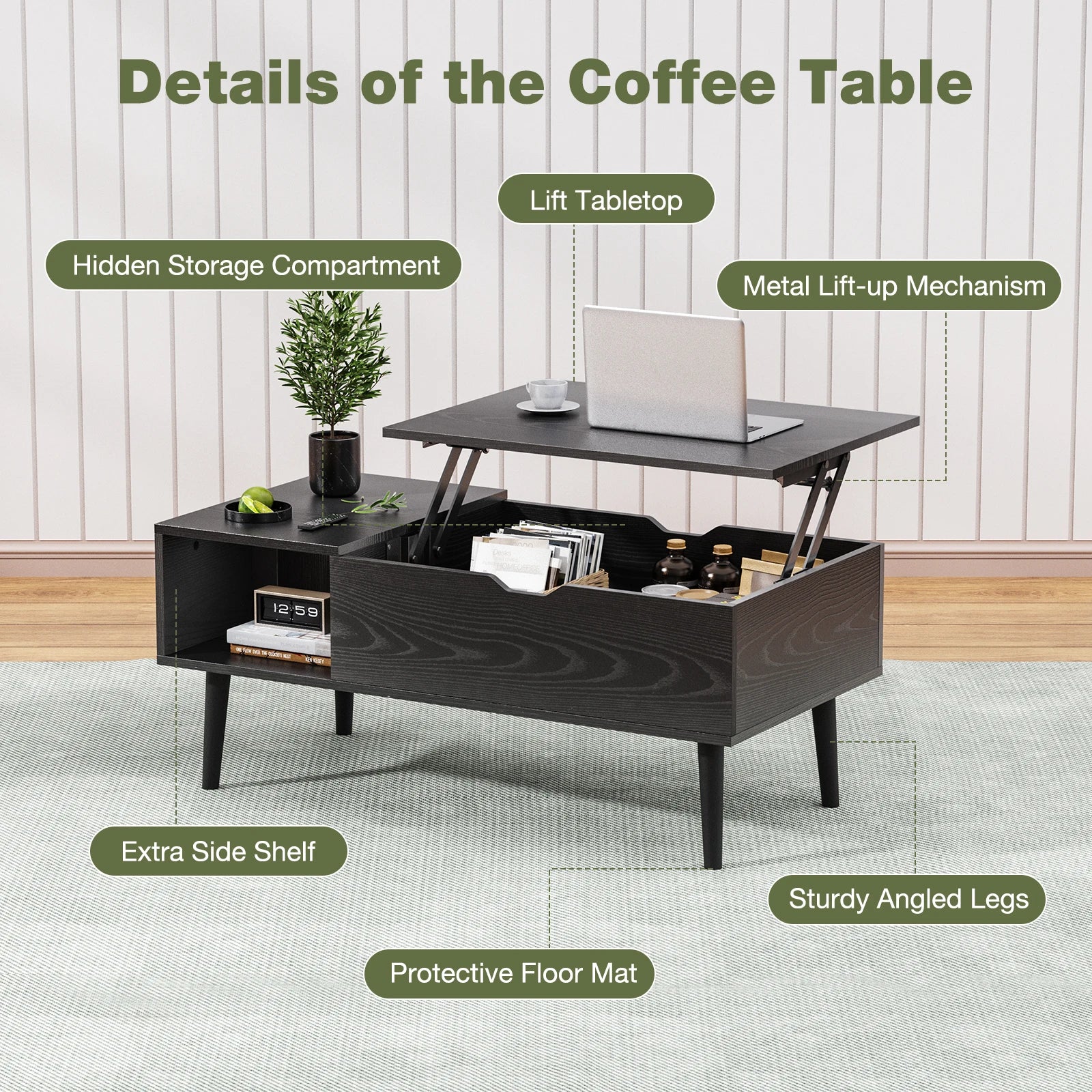 JHK Lift Top Coffee Tables Wood Dining Tables IN USA.