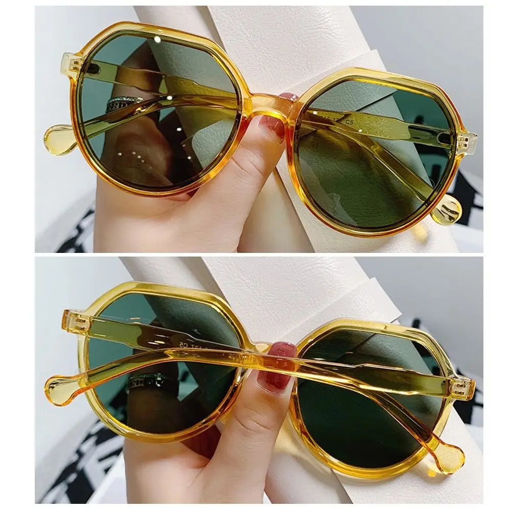 Fashion Jelly Women's Sunglasses Unique Beige Round in USA