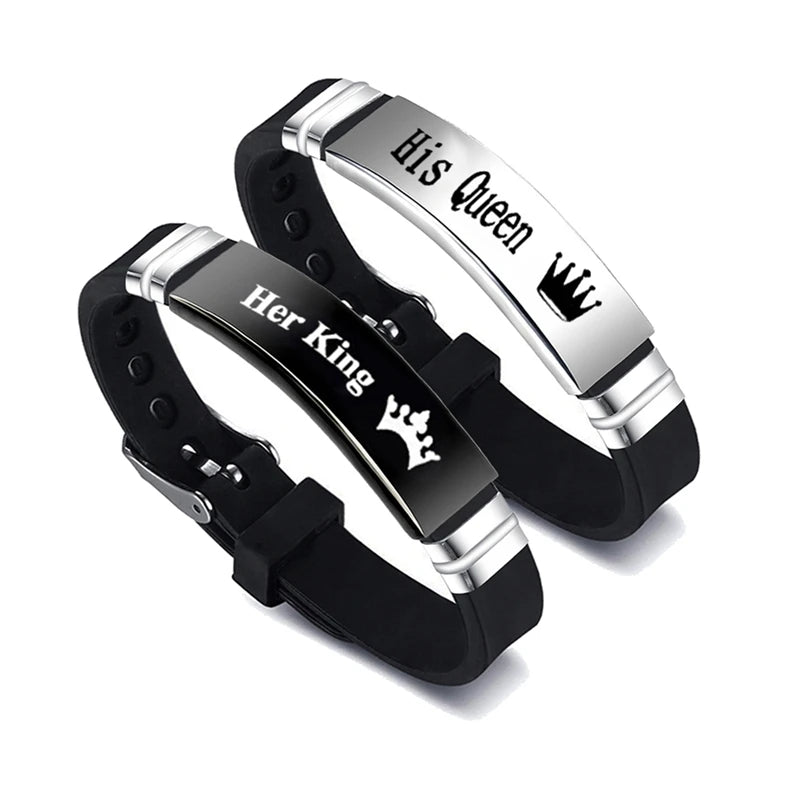 His Queen Trendy Sport Silicone Couple Bracelet in USA