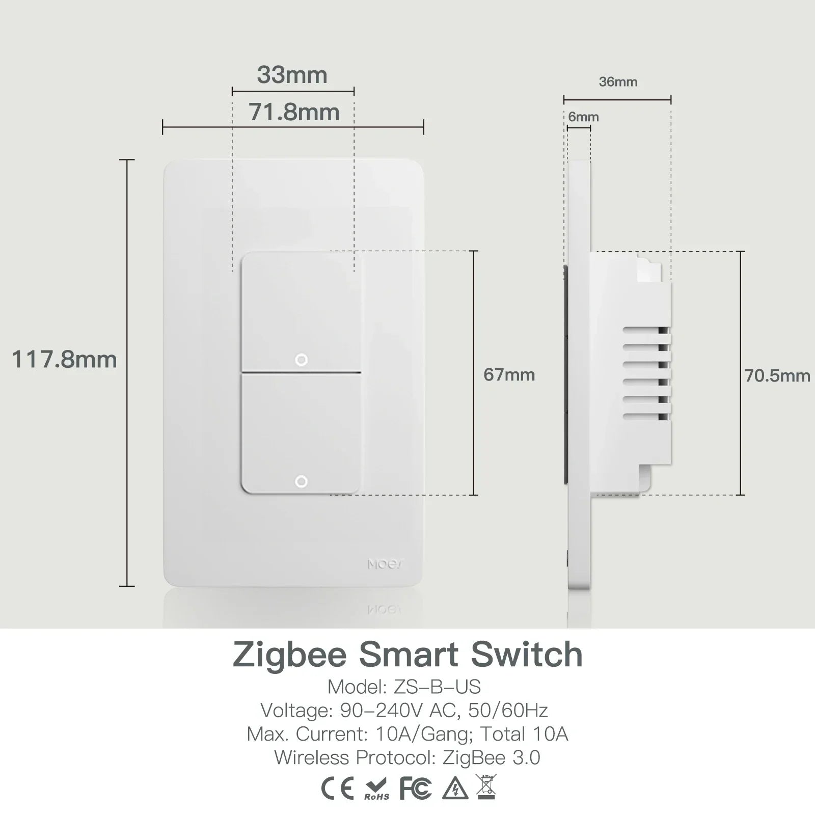 Smart Switch US Version Gang Outgoing Ground in USA.