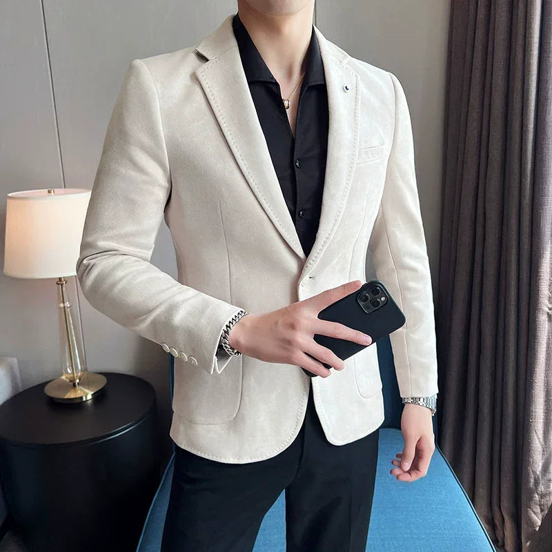 New Fashion Suit Coat Men's Slim Fit Deerskin IN USA.