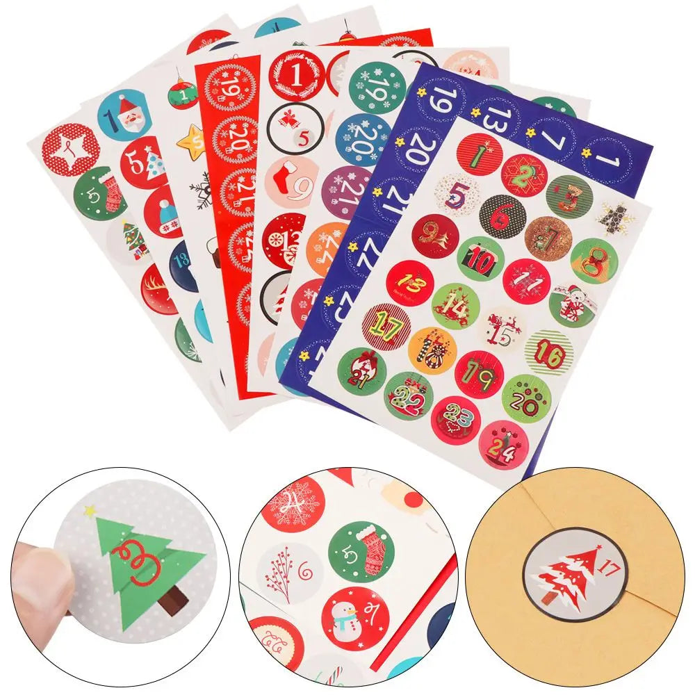 Christmas Gift Stickers Advent Calendar Number Paper