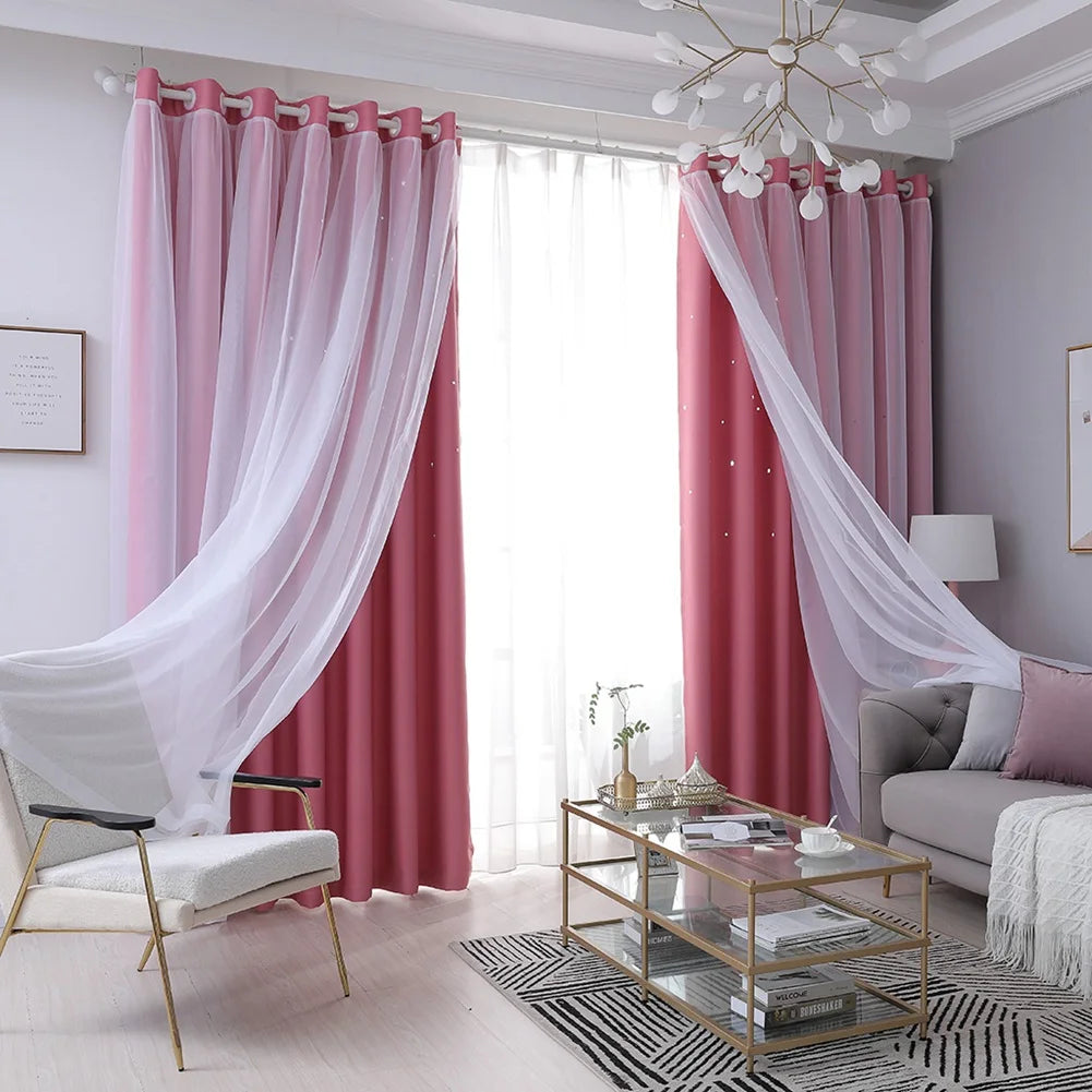 Double Blackout Star Curtains Threaded Bedroom Living Room in USA