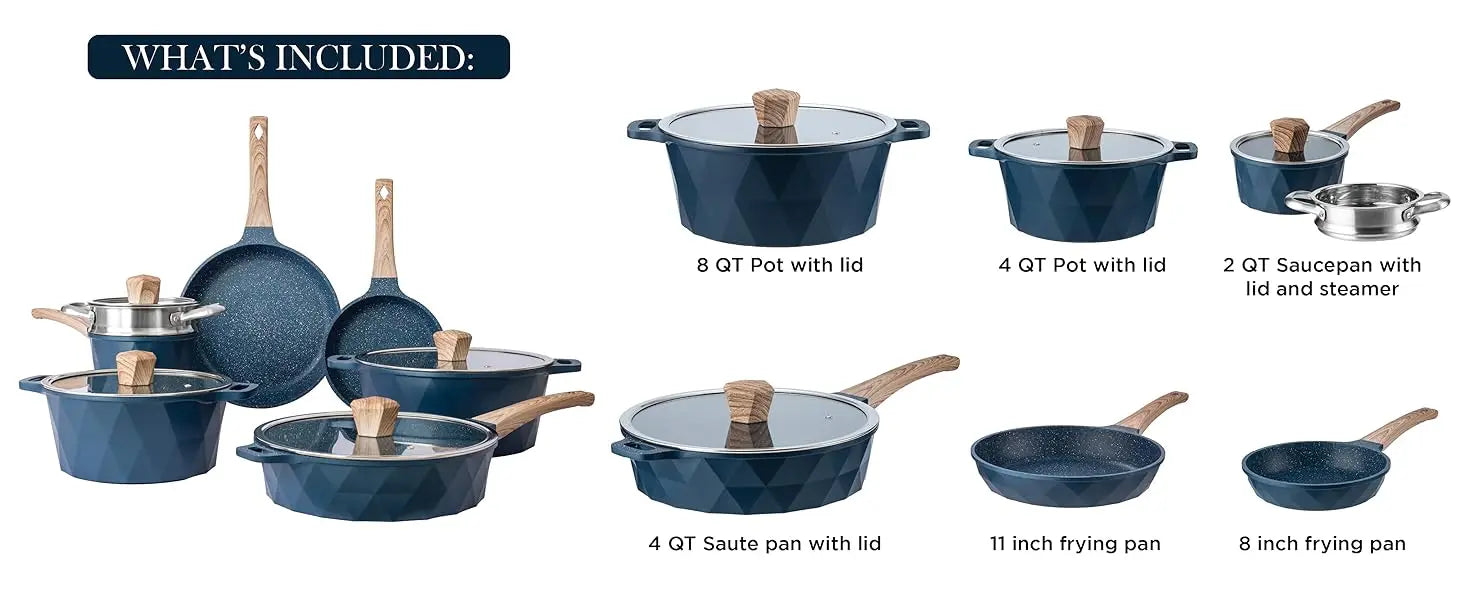 Country Kitchen Induction Cookware Sets Nonstick Cast