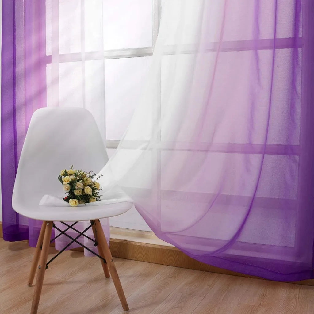 Modern Gradient Color Curtain Tulle Decorative Sheer Curtains IN USA.