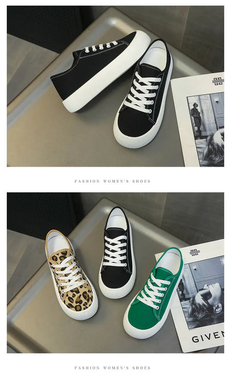 Stylish Leopard Print Sneakers Women Spring Chunky Canvas Shoes in USA