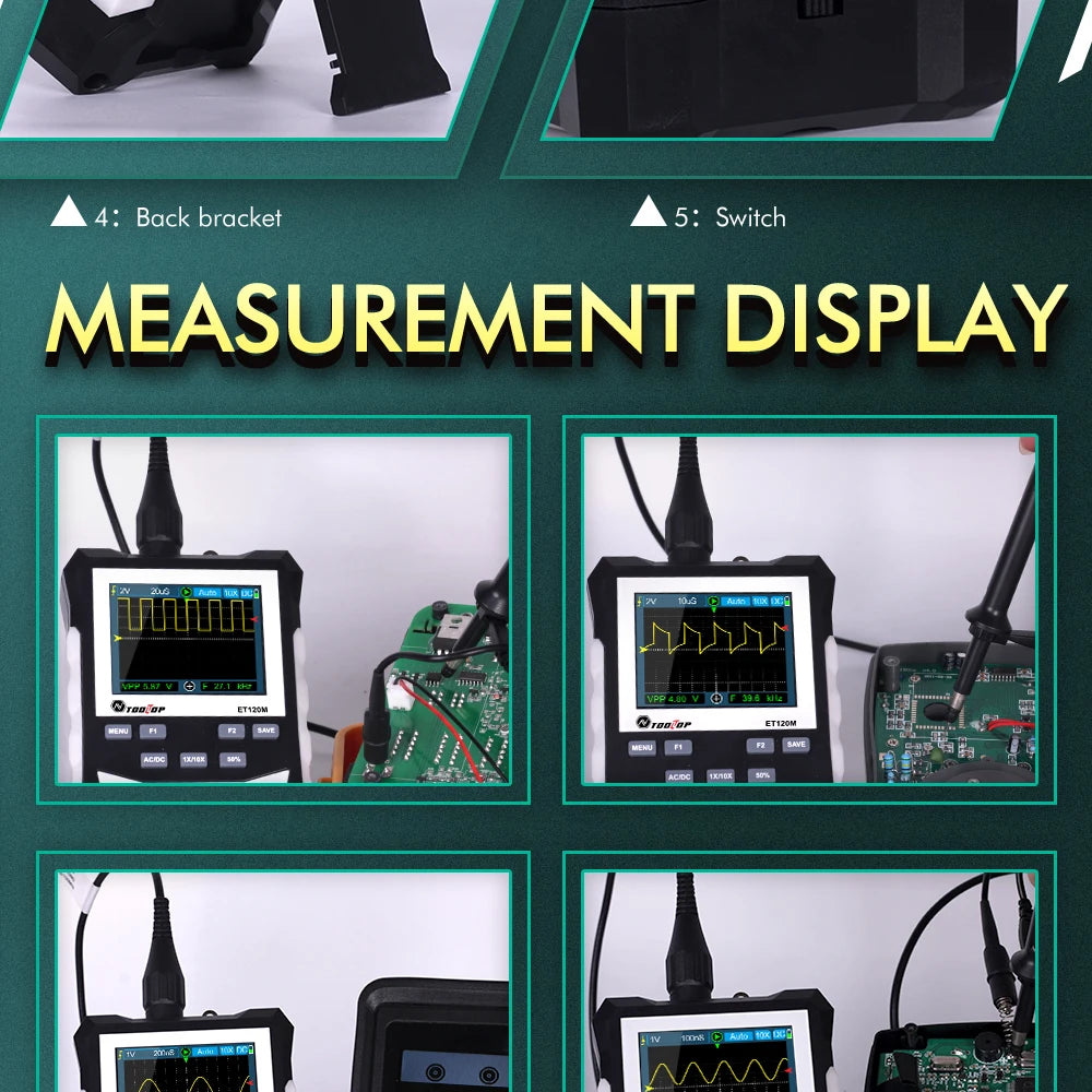 TOOLTOP ET120M 120MHz Handheld Digital Oscilloscope 1Mhz Square Wave S