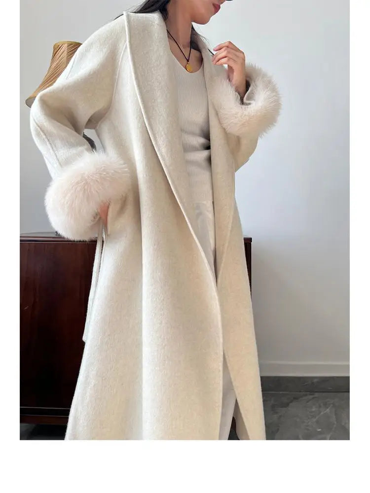 Lady Fox Fur High-Grade Cashmere Jackets Autumn Winter in USA.