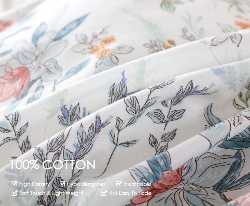 Duvet Cover, Thread Count Cotton Printed Luxury Floral Comforter