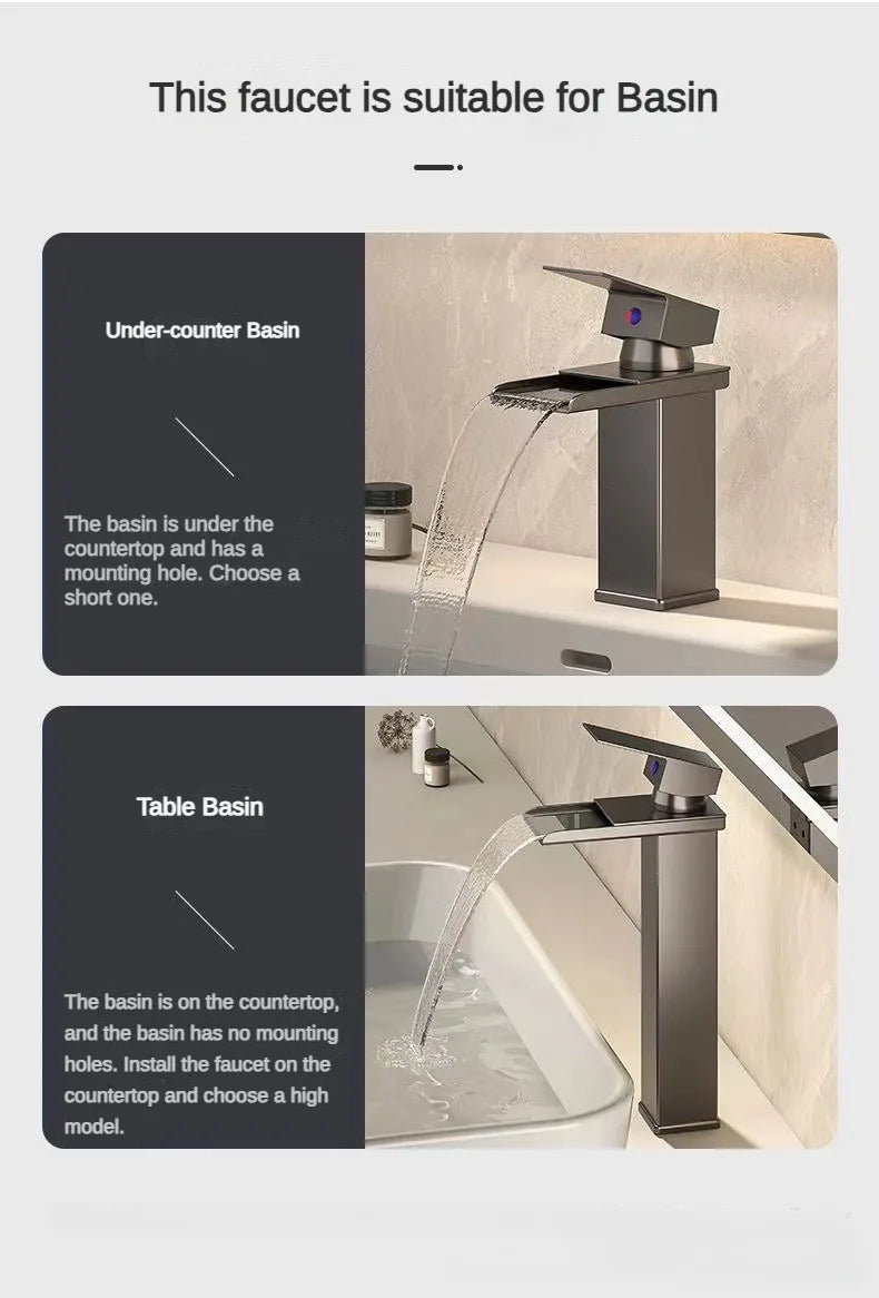 LED Light Waterfall Faucet Water Flow Power Generation