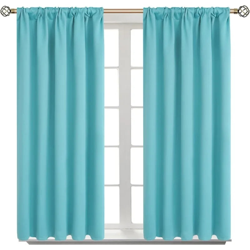 Navy Blue Elegant Blackout Curtains Rod Pocket in USA