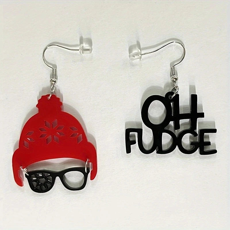 Vintage Oh Fudge Asymmetric Earrings Creative Acrylic in USA