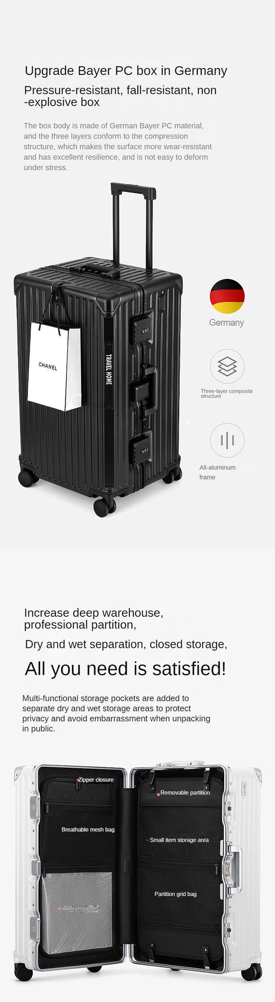 Over-sized Multi-Functional Travel Suitcases Large in USA