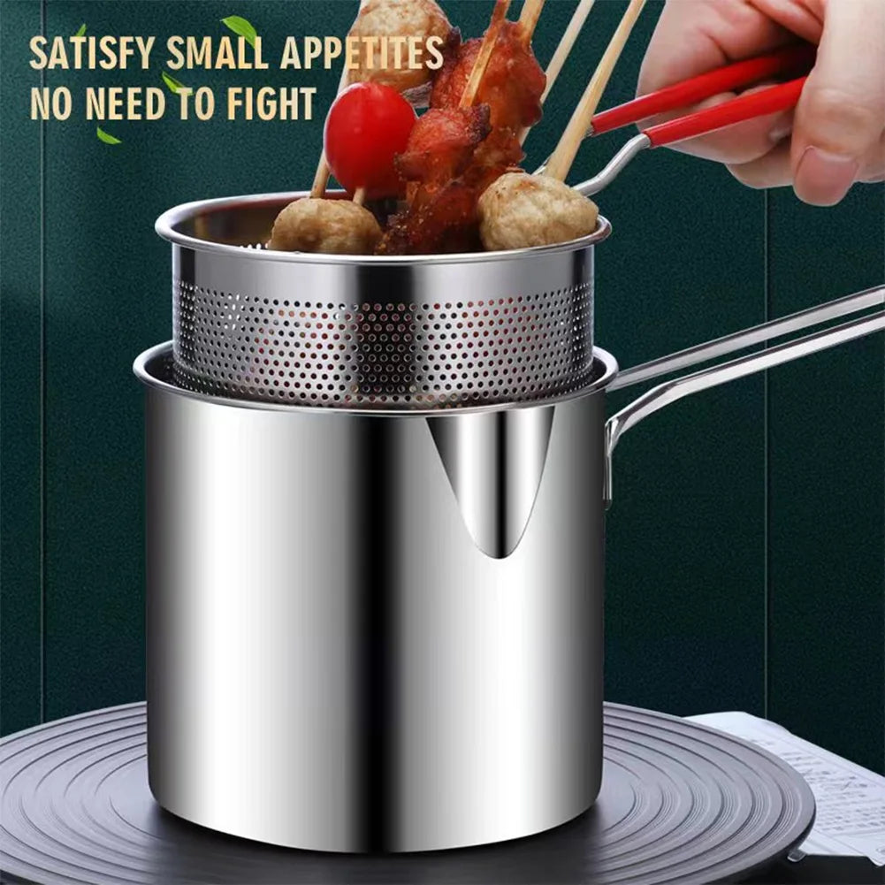 Deep Frying Pot with Strainer & Food Tongs Stainless in USA.