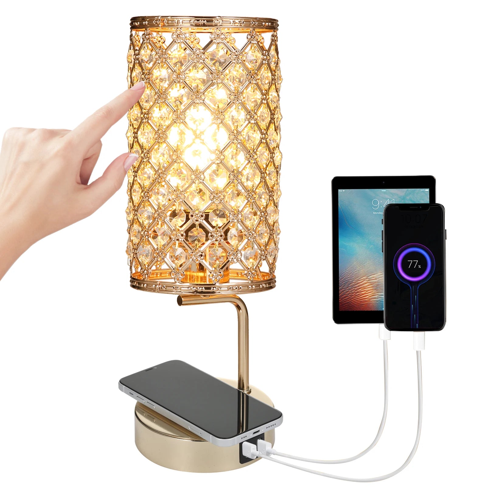 Neoglint Crystal Table Lamp Touch Control Bedside Lamp IN USA.