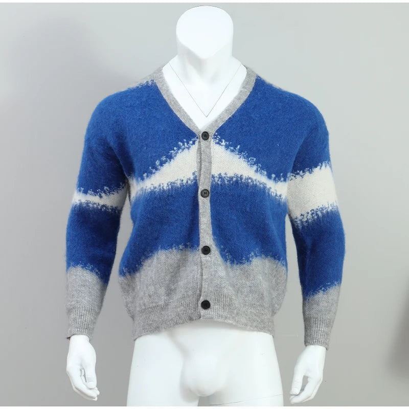 Casual Tie Dye Cashmere Sweater Cardigan Man Fashion in USA