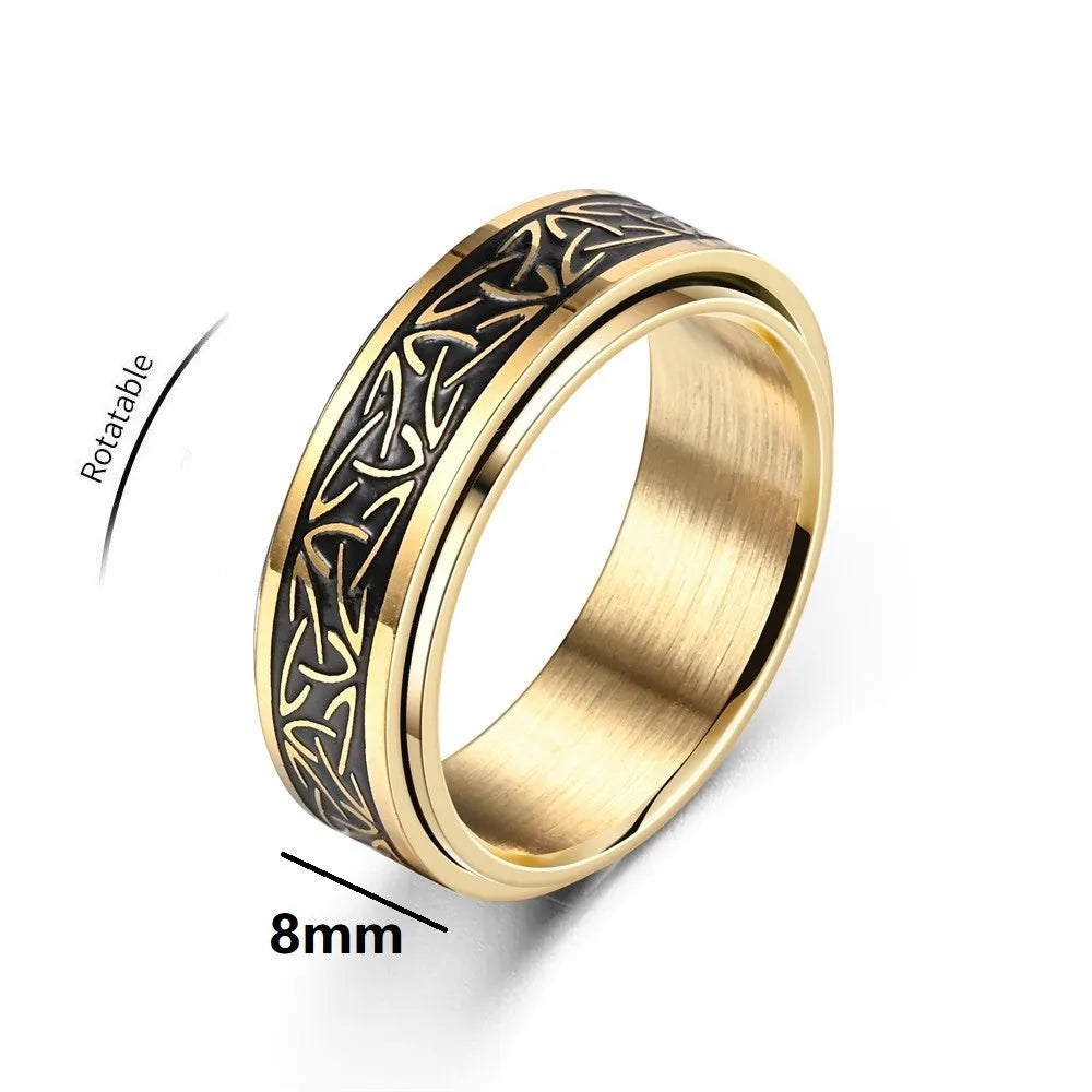 Viking Celtic Knot Rune Ring Men Rotating Stainless Steel Anti Stress in USA