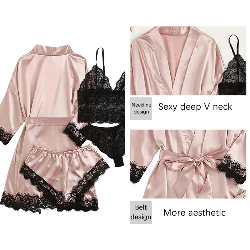 Woman Sleepwear Pajamas Ser Robe Sexy Lace in USA