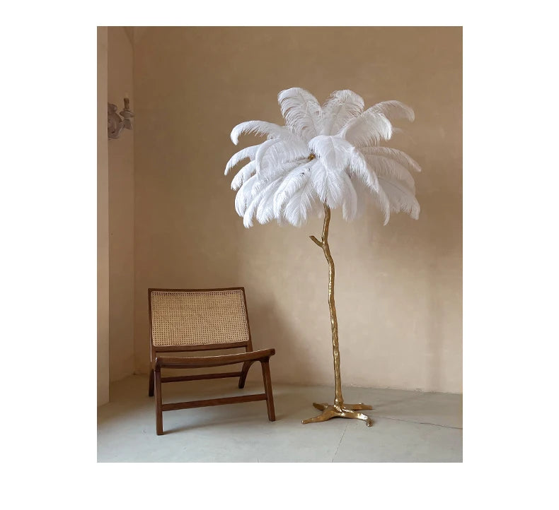 Nordic Ostrich Feather Led Floor Lamp Resin Copper IN USA.