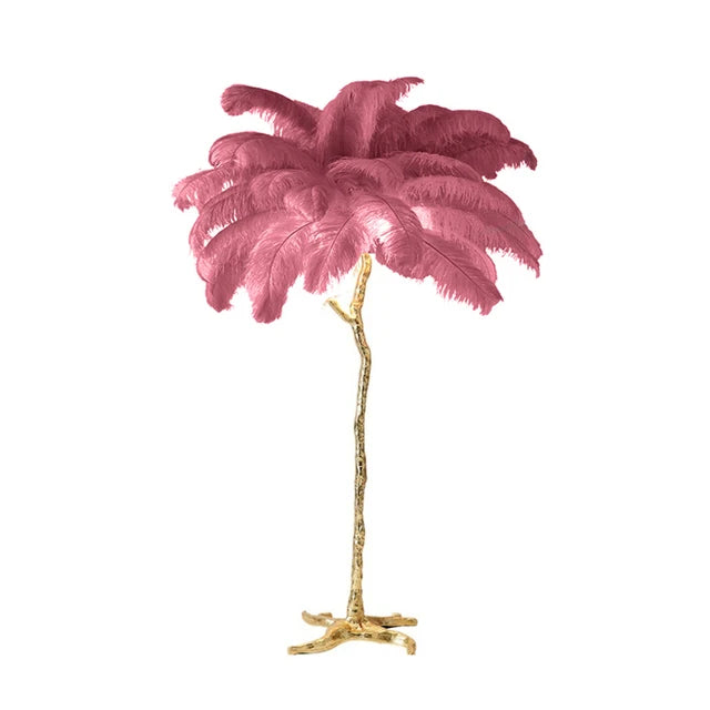 Nordic Ostrich Feather Led Floor Lamp Resin Copper IN USA.