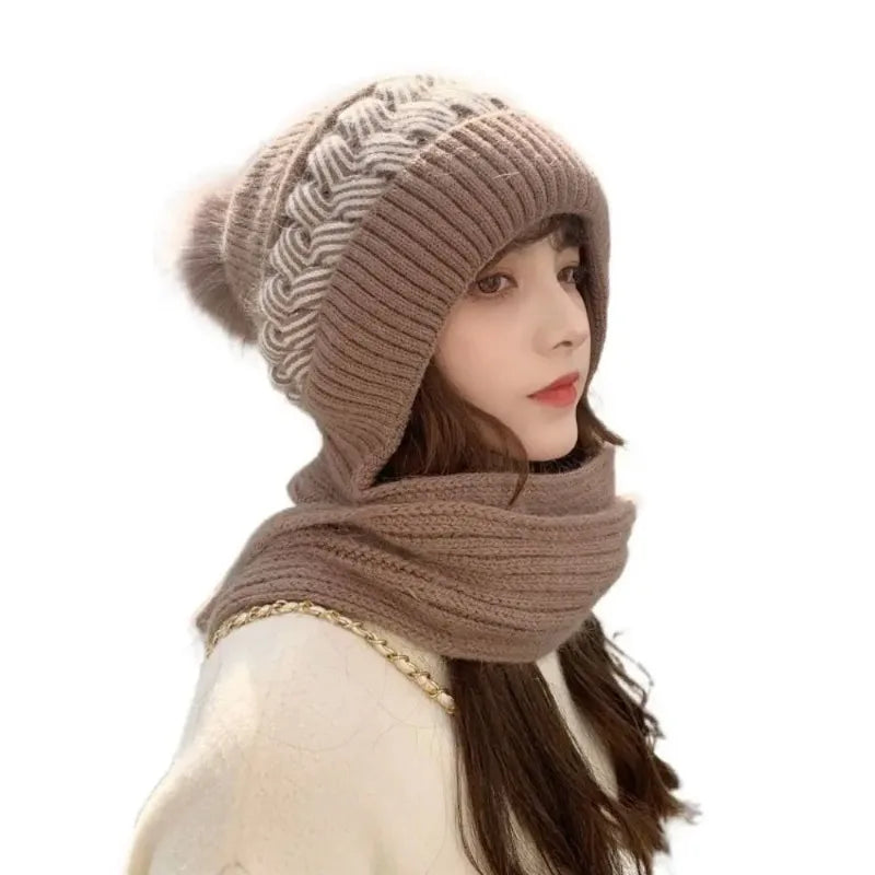 New Super Cute Warm Winter Scarf Hat Gloves Fleece Thickened in USA