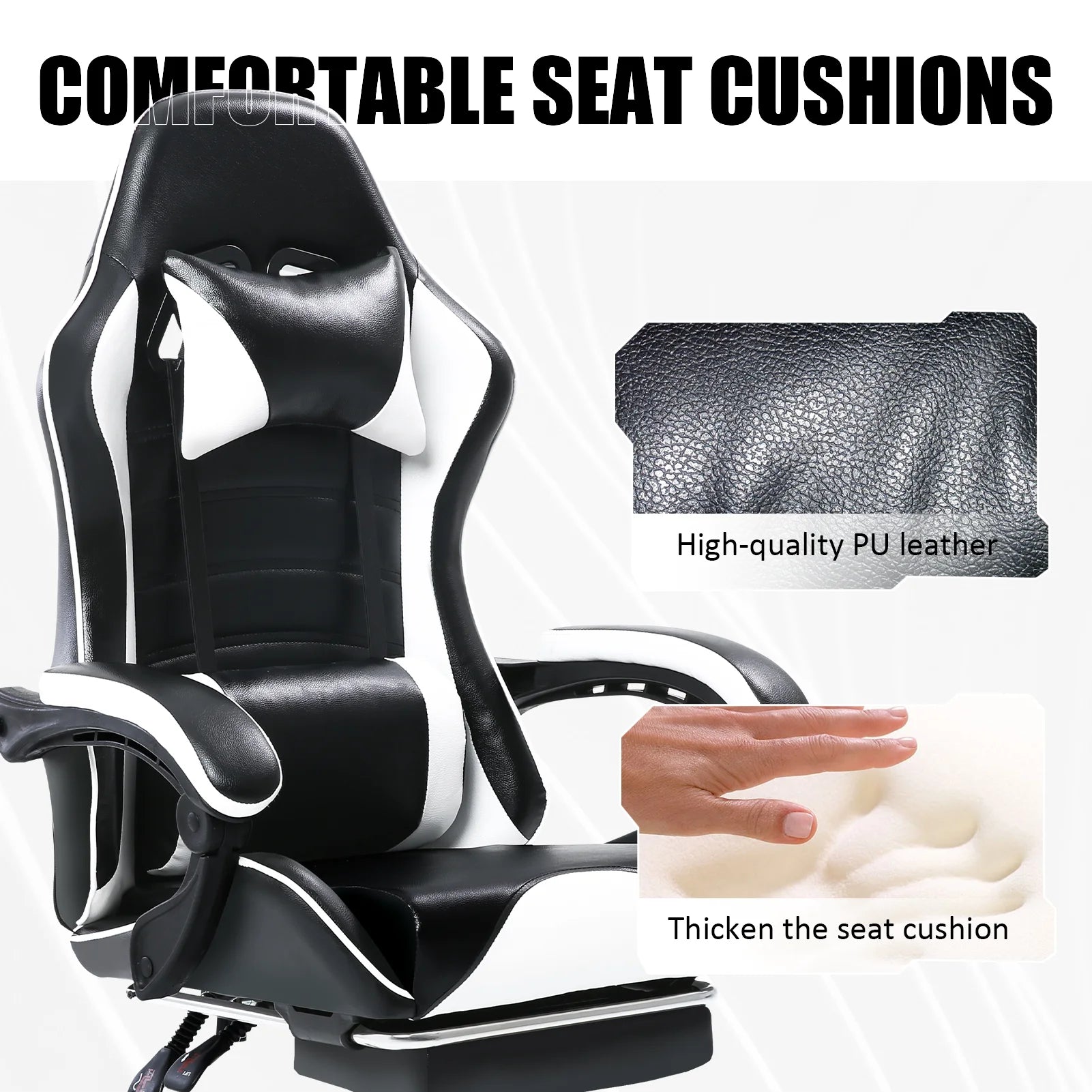 Ergonomic Gaming Chair with Footrest, PU Leather IN USA.